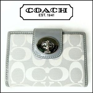 Coach Bags - Coach Signature Gray Turn Lock Box Fold Wallet Coach Bags - Coach Signature Gray Turn Lock Box Fold Wallet